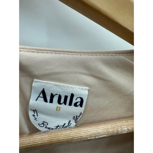 Arula Dress Women 2X Beige Sequin Shimmer Long Sleeve Maxi Gown Belt Long V Neck - Picture 8 of 11